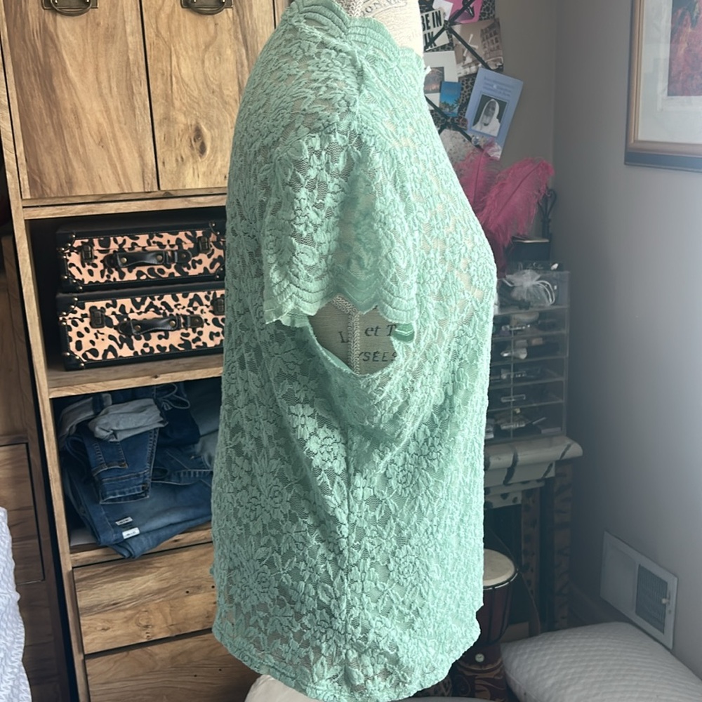No Boundaries Mint Green Lace Top - XXL NWT - Picture 2 of 6